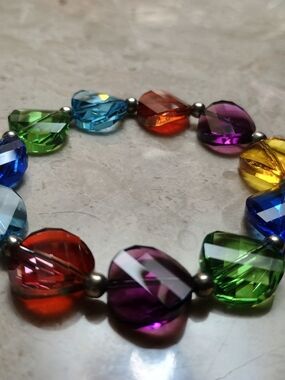 Multicolor Faceted Crystal Bead Stretch Bracelet - Women Jewelry